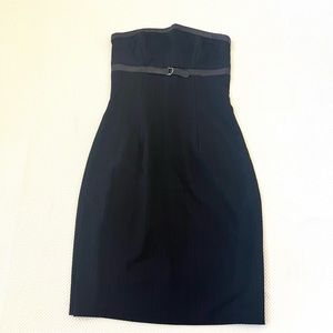 Bebe Black Faux Leather Belt Strapless Dress B18/19